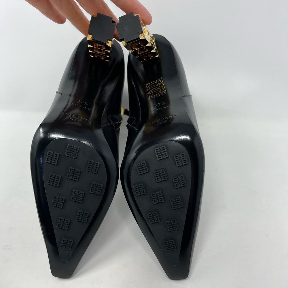 NIB Givenchy G Cube 85 Leather Ankle Boots Pointed Toe Black Gold Heel size 37.5 - Picture 5 of 8